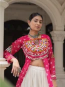 Kutchi Bandhani Fusion Set – Kurti with Kora Cotton Lehenga
