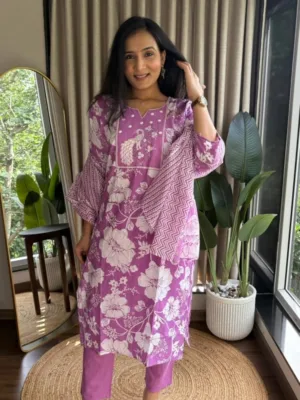 Graceful Threads – Jaipuri Cotton Embroidered Kurti Set
