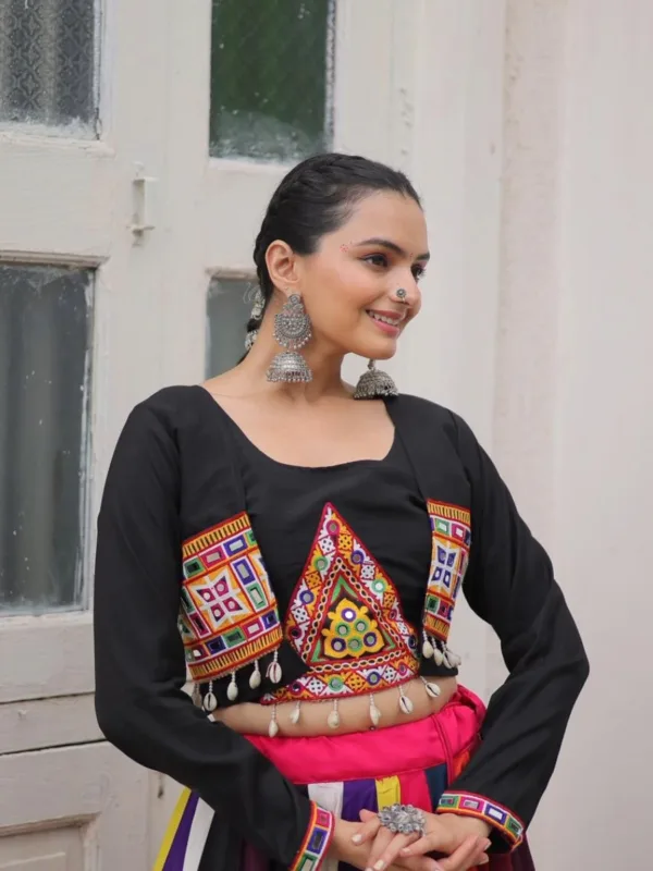Navratri Special Multicolour Koti Style Chaniya Choli with Embroidery & Mirror Work - Image 2