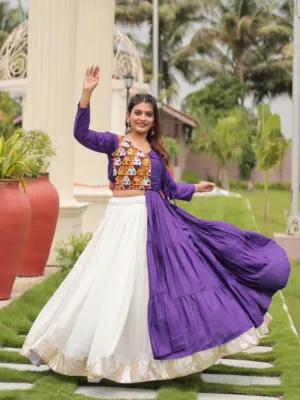Navratri Special Gamthi Mirror Work Lehenga Choli