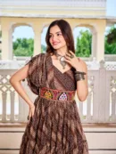 Navratri Special Gamathi Work Bandhni Gown