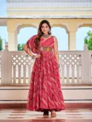 Navratri Special Gamathi Work Bandhni Gown