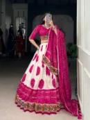 Navratri Chaniya Choli in Tasar Silk with Bandhej Print & Gamthi Work (Copy)