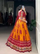 Navratri Chaniya Choli in Tasar Silk with Bandhej Print & Gamthi Work (Copy)