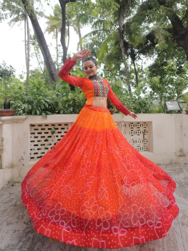 Bandhani Printed Lehenga Choli with Kutchi Gamthi Patchwork - Image 2