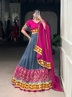 Regal Gamthi Tasar Silk Lehenga Choli with Dupatta