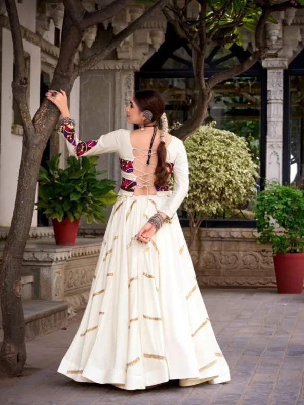 Ivory Grace Gamthi Mirror Work Navratri Lehenga Choli - Image 2