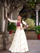 Ivory Grace Gamthi Mirror Work Navratri Lehenga Choli