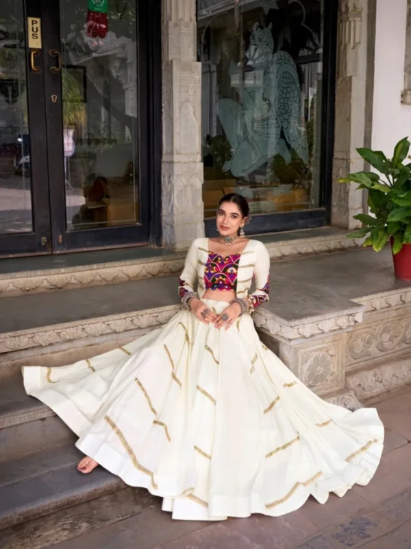 Ivory Grace Gamthi Mirror Work Navratri Lehenga Choli