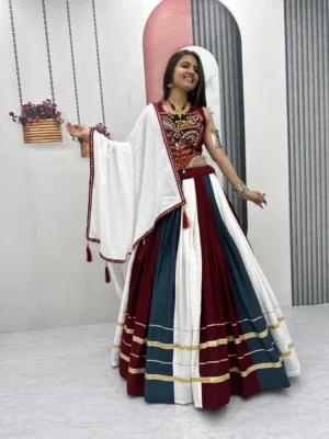 Gamathi Work Real Mirror Lehenga Choli Set
