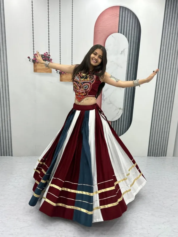 Gamathi Work Real Mirror Lehenga Choli Set - Image 3