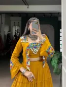 Ethnic Rayon Mirror Work Lehenga Set with Koti (3-Piece Stitched Set)